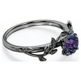 thumbnail image 3 of JeenMata 0.50 Carat - Round Cut Lab Created Alexandrite Ring - Leaf & Vine Engagement Ring - 18K Black Gold Plating Over Silver, 3 of 5