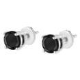 thumbnail image 4 of Haus of Brilliance 14K White Gold 4.00 Cttw Womens Round Cut Color treated Natural Diamond Prong Settings Screw On Rhodium Plated Classic Stud Earrings (Black Color, I2-I3 Clarity), 4 of 7