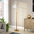 thumbnail image 5 of Evelyn&Zoe Vincent Adjustable/Arc Floor Lamp with Metal Shade, Brass/Matte White/Matte White, 5 of 12