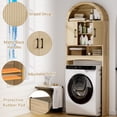 thumbnail image 4 of AHB Over Toilet Storage Cabinet with Doors and Shelves, Freestanding Bathroom Space Saver Organizer, 7.72"L x 23.7"W x 69.06"H, Wood Color, 4 of 8