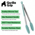 thumbnail image 3 of GORILLA GRIP Set of 2 Stainless Steel Heat-Resistant Kitchen Tongs, 7 and 12 Inch, Mint, 3 of 10