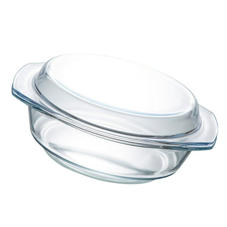 1Pc Household Glass Bowl with Lid Microwave Oven Bowl Heat-resistant Bowl  White