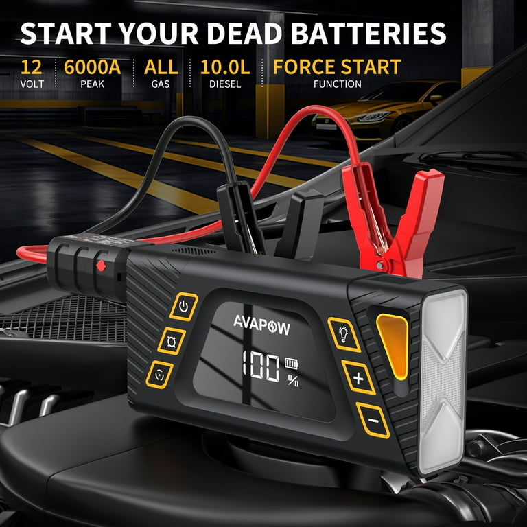 Portable Car Jump Starter With Air Compressor,1000A 150psi Car Battery Jump Starter,6.0 Gas/3.5L Diesel,12V Jump Box With Digital Tire Inflator,Air Pump ,Booster