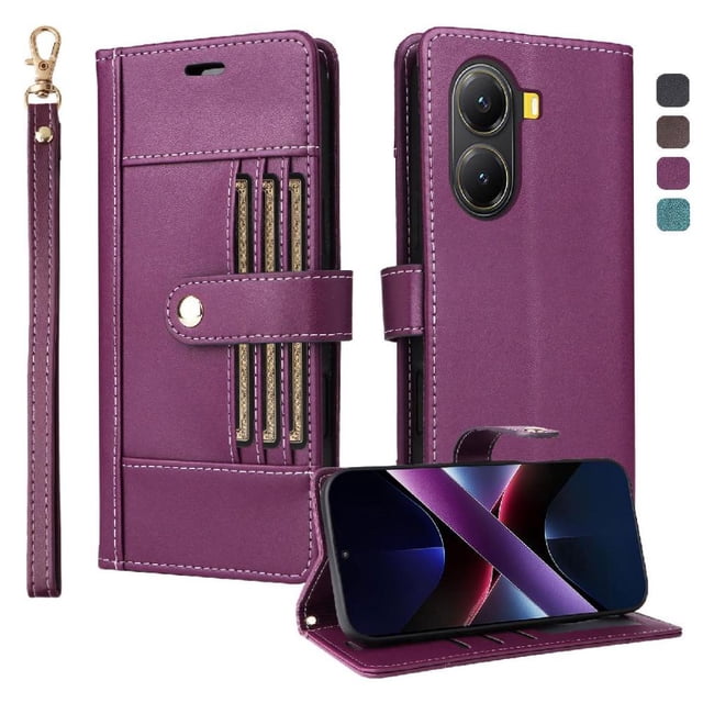 FOXDOCK Funda tipo Cartera para Xiaomi POCO X7 Pro 5G – Cubierta de Cuero PU con Múltiples Ranuras, Bolsillo para Efectivo y Correa de Muñeca