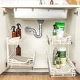 thumbnail image 4 of Household Essentials Glidez Powder-Coated Steel Pull-Out/Slide-Out Basket Storage Organizer for Under Sink or Under Cabinet Use - 2-Tier Design - Fits Standard Size Cabinet or Shelf, White, 4 of 10