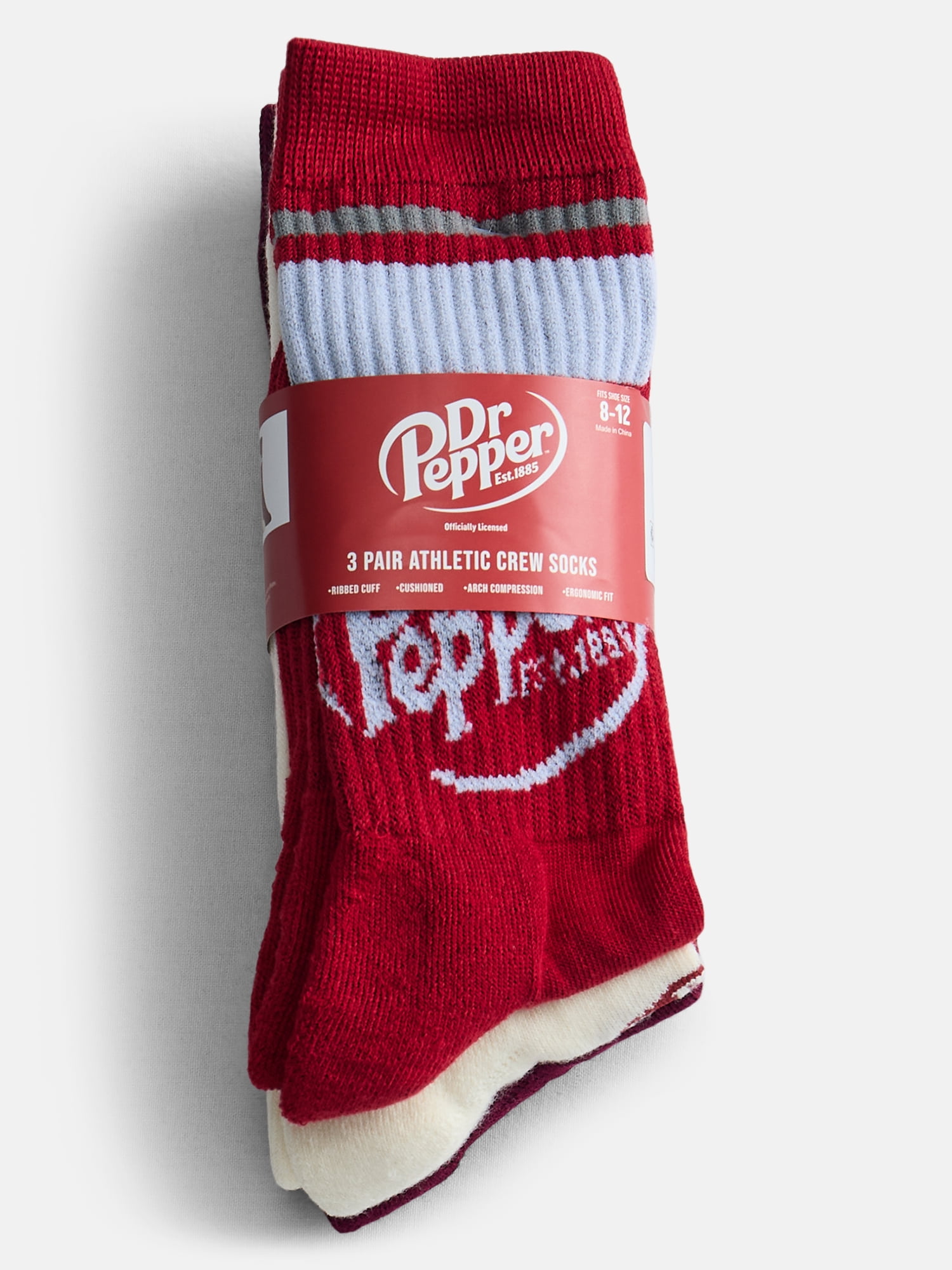 Dr Pepper Men's Socks, 3-Pack, Shoe Sizes 10-13