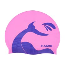 Unique Bargains 1 Pc Waterproof Whale Tail Pattern Swim Cap Pink Blue