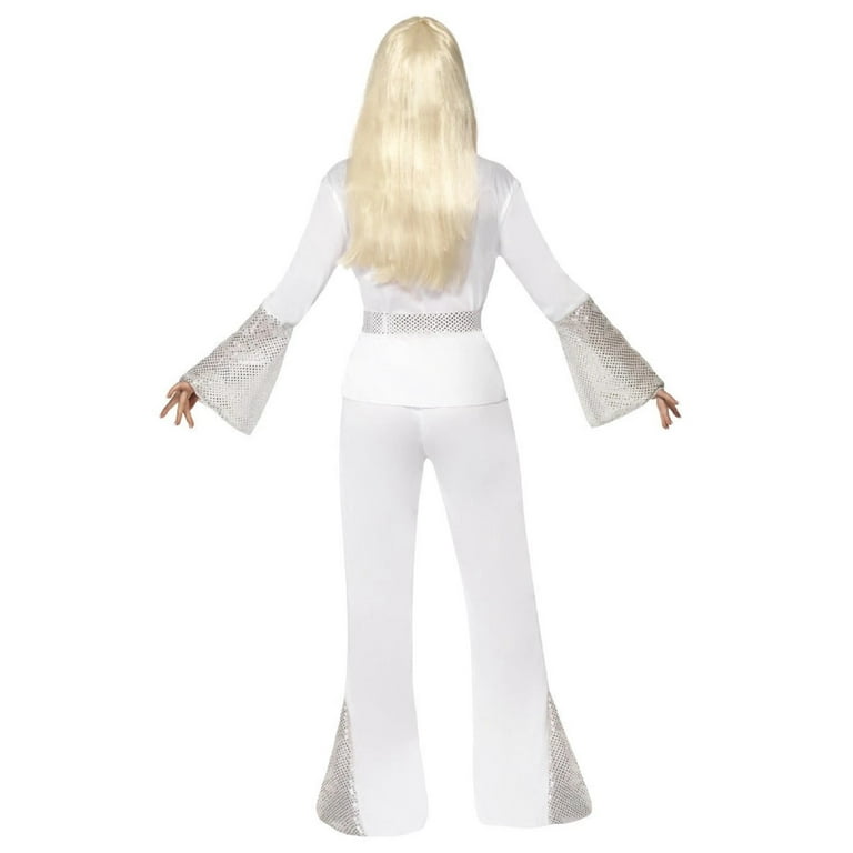 70s Disco Lady Costume Adult White Silver 70s Disco Lady Costume Adult White Silver
