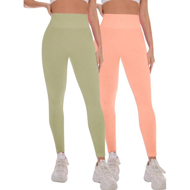 Set De 2 Leggings Casual o Deportivos Acampanados De Cintura Alta De Mujer En Color Sólido UNITALLA