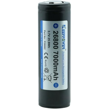 Keeppower 26800 Protected Lithium Ion Battery Rechargeable 3.7V 7000mAh