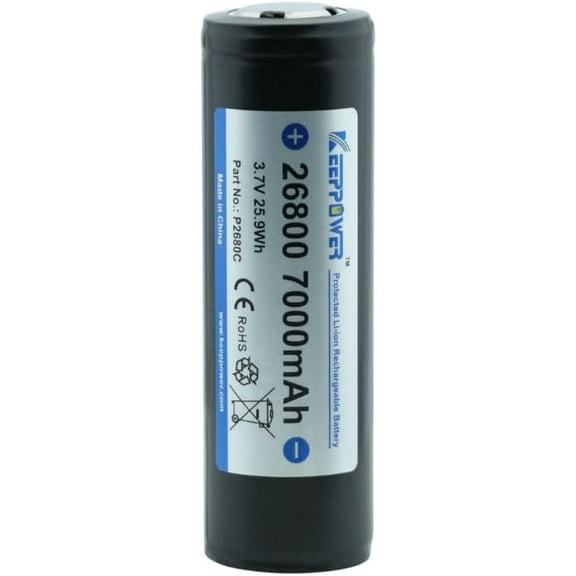 Keeppower 26800 Protected Lithium Ion Battery Rechargeable 3.7V 7000mAh