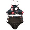 thumbnail image 1 of SUNSIOM Female Bathing Suit, Floral Print U-Neck Tops+ High Waist Panties, 1 of 9
