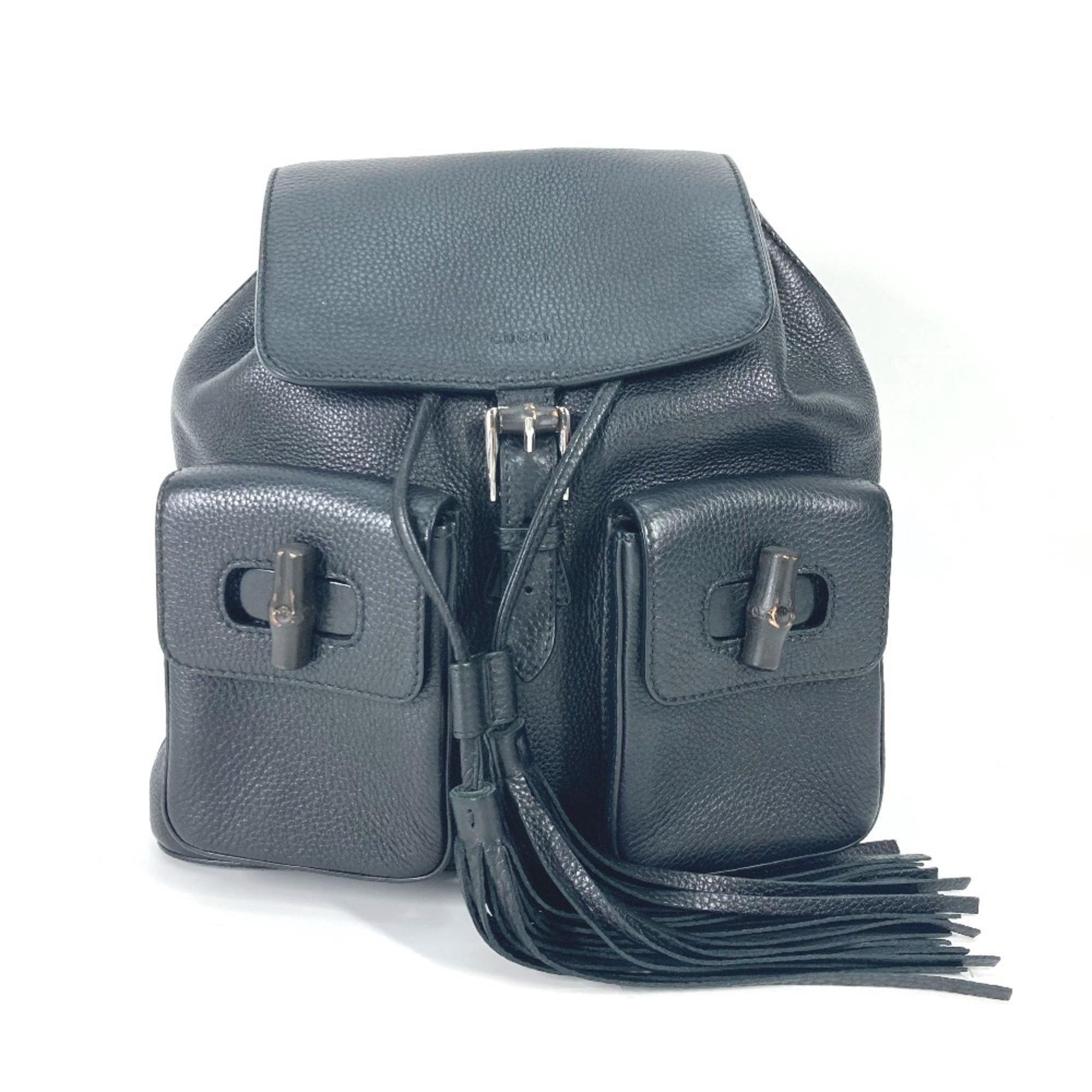 Pre-Owned Gucci Bamboo Backpack 003 2058 0016 Black Sweat 