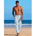 thumbnail image 2 of COOFANDY Men's Baggy Capri Trousers Drawstring Vacation Linen Summer Beach Pants, 2 of 6