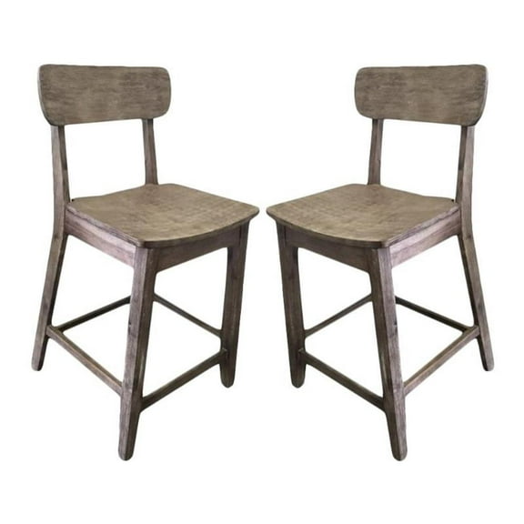 Home Square 24" Torino Counter Stool in Barnwood Wire-Brush - Set of 2