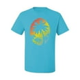 thumbnail image 2 of Tropical Palm Trees Silhouettes with Sunset | Mens Pop Culture Graphic T-Shirt, Light Turquoise, Large, 2 of 4