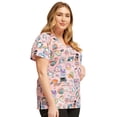 thumbnail image 3 of Tooniforms Women Scrubs Top V-Neck Print TF776, 3 of 6