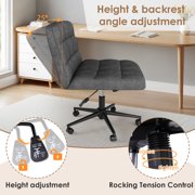 LAZY BUDDY Swivel Criss Cross Legged Chair with Wheels, Armless Desk Chair Wide Comfy Seat Height Adjustable Vanity Chair for Desk, Bedroom