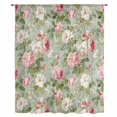 thumbnail image 2 of White Pink Flower Sheer Curtains 63 Inches Long, Shabby Chic Spring Vintage Leaf Green Light Filering Curtains, Breathable Simi Curtain Privacy Drapes for Living Room Bedroom Window Treatment, 2 of 9