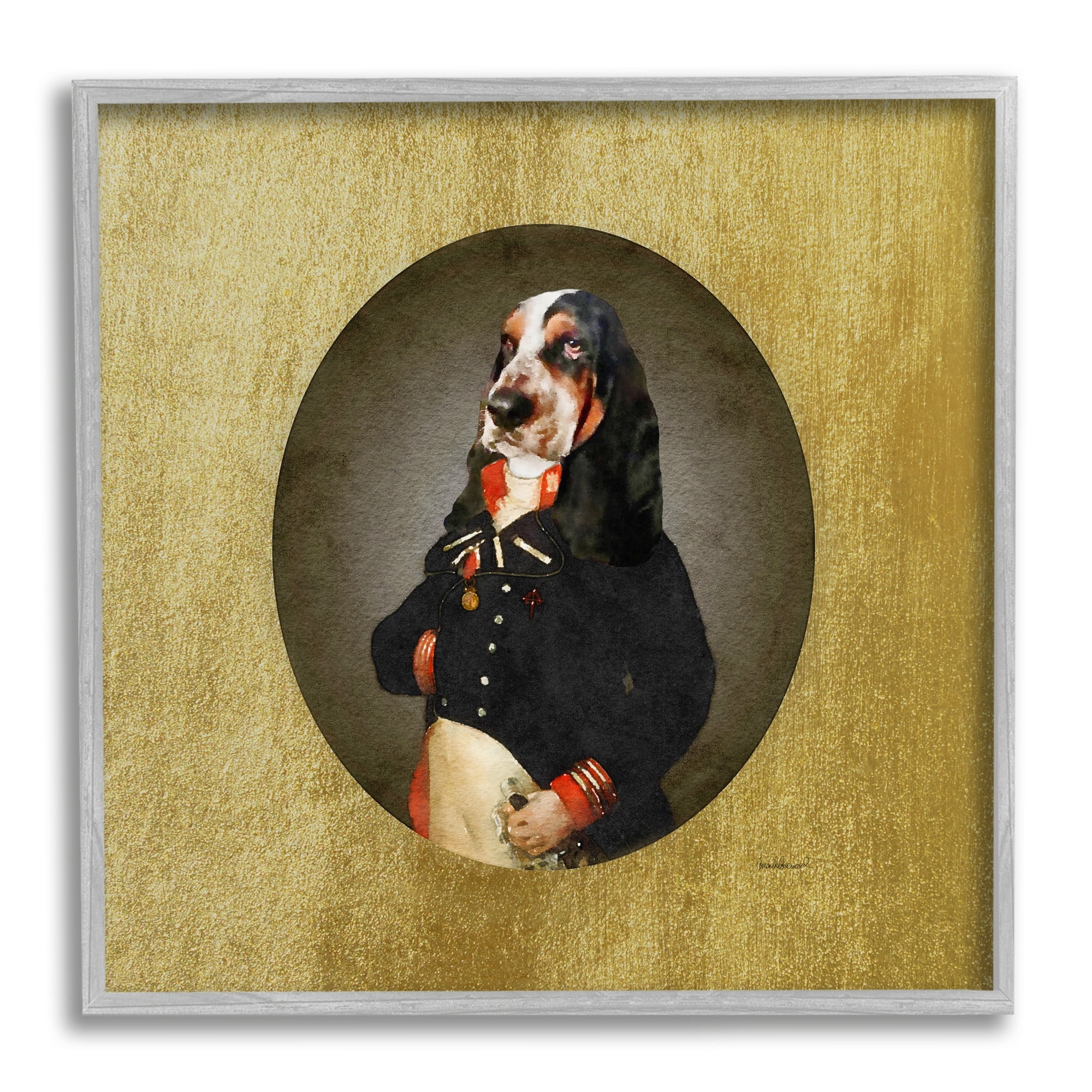 Stupell Industries Funny Classic Antique Style Hound Dog Wearing Suit Portrait , 24 x 24, Design by Amanda Greenwood