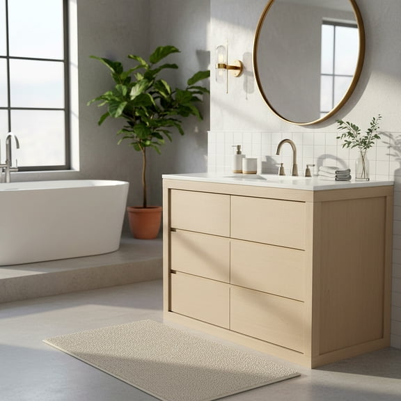 Safavieh Couture Clairebeth 48" Single Sink Bathroom Vanity, Natural/White