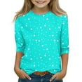 thumbnail image 2 of KAUOD Girls Kids Teens T-Shirt Dots 3/4 Sleeve Crew Neck Tee Toddler Summer Casual Top Blouses Children Comfortable Clothing, 2 of 4