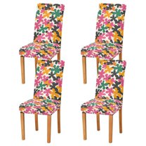 Yayeee 4 Pack Dining Chair Covers Stretch Parson Chairs Slipcovers Seat Protector, Pink Floral Blooms