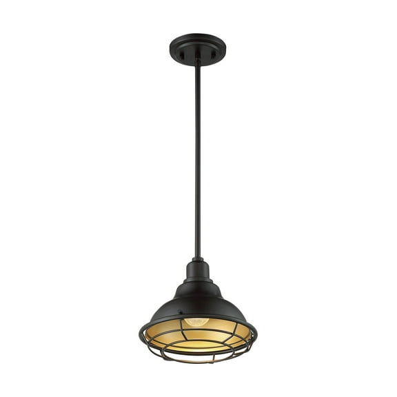 60/7013-Nuvo Lighting-Newbridge-1 Light Small Pendant in Farmhouse Style-9.75 Inches Wide by 8.25 Inches High-Dark Bronze/Gold Finish