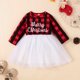 thumbnail image 1 of Vestido infantil de Navidad con estampado de celosía y letras bordadas de hilo de red para niñas pequeñas, 1 of 8
