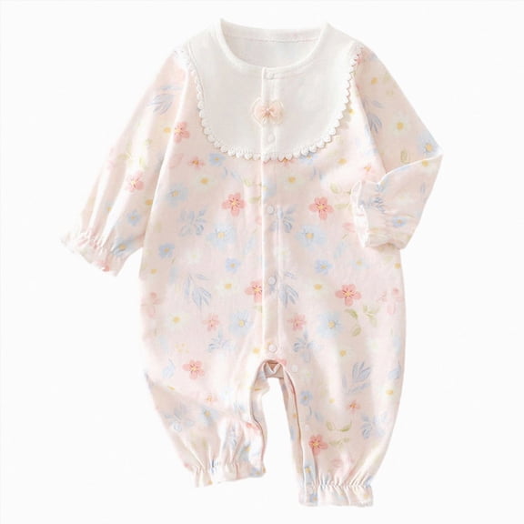 CAUYDY 0 3 6 9 12 18 24 Months Preemie Girls Sleepwear Baby Clothes Newborn Long Sleeve Romper Fall Winter Infant Girl Soft Pajamas Toddler Bodysuit Sizes 3-6 Months,White