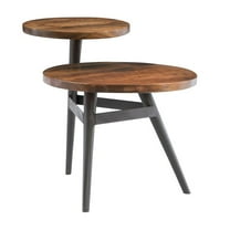 Maklaine Two Tiered Metal Side Table in Gunmetal Gray Finish