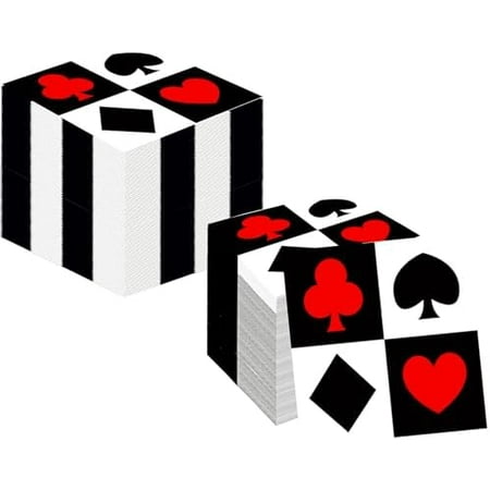 100PcsCasino Napkins Poker Napkin Casino Party Supplie Disposable Casino Party Cocktail Napkins Las Vegas Napkin for Casino Night Poker Game Themed Card Playing Club Heart Casino Birthday Party Decor
