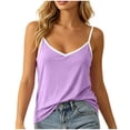 thumbnail image 7 of jobturf Womens Plus Size Pajama Tops V Neck Spaghetti Strap Tank Top Casual Loose Fit Sleep Shirts Soft Color&nbsp;Block Camisole L-6XL, 7 of 7