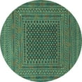 thumbnail image 1 of Ahgly Company Machine Washable Indoor Round Southwestern Turquoise Blue Country Area Rugs, 7' Round, 1 of 4