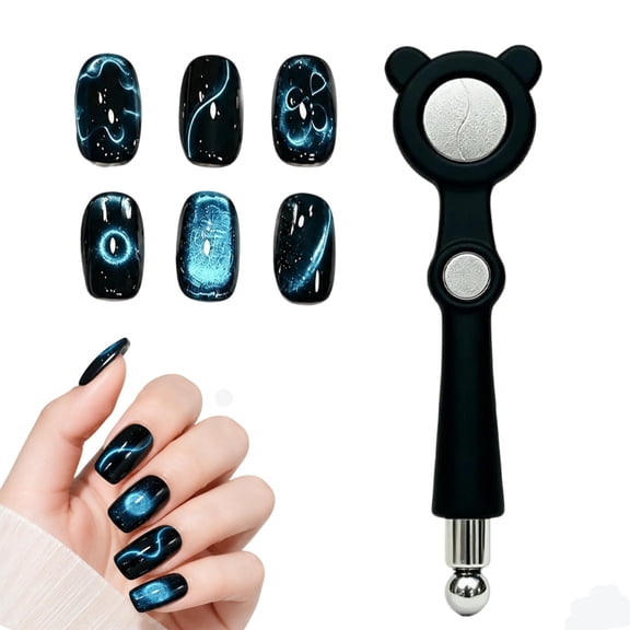 Cat Eye Magnet for Nails, Strong Nail Art Tool with Silicone Handle