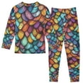 thumbnail image 2 of FORMRS Long Sleeve Top and Pants Pajama Set for Niños 2-Piece Sleepwear, Sizes 18M-8Y, Vibrant Dragon Scales Pattern, 2 of 6
