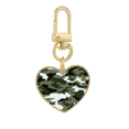 thumbnail image 1 of Camouflage Line Art Grain Illustration Pattern Gold Heart Keychain Metal Keyring Holder, 1 of 3