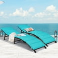 thumbnail image 1 of Costway 2PCS Patio Rattan Folding Lounge Chair Chaise Double Sided Cushion Turquoise, 1 of 10
