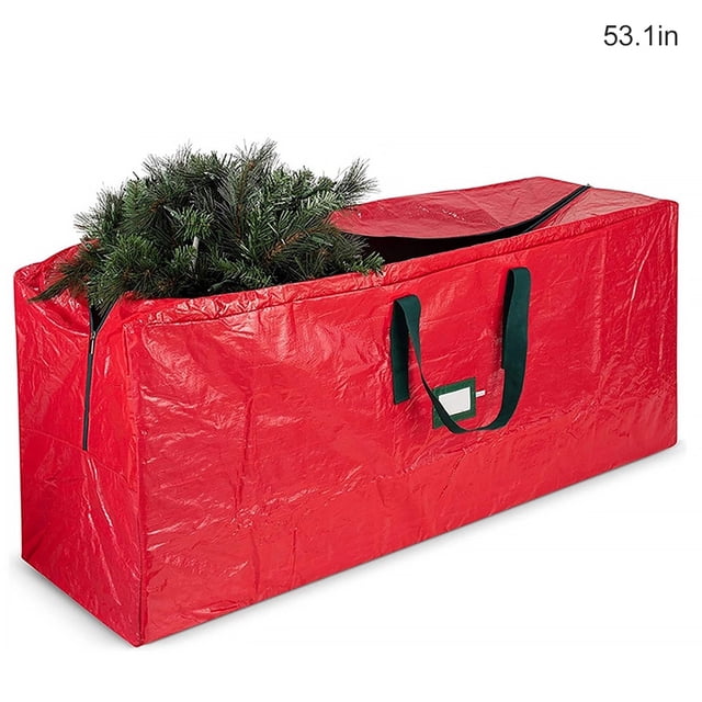 Festival Árbol de Navidad Bolsa Titular Adornos de almacenamiento Decoraciones Organizador Cremallera impermeable Estaciones decorativas Regalo para el hogar Rojo 135x34x68cm Inevent HA009393-02