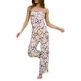 thumbnail image 3 of Coduop Womens Floral 2 Piece Outfit Set Off Shoulder Strapless Tank Tops and Wide Leg Pants Suits, 3 of 9