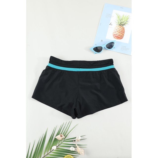 ABPHQTO Bañador para mujer con ribete azul y negro para mujer
