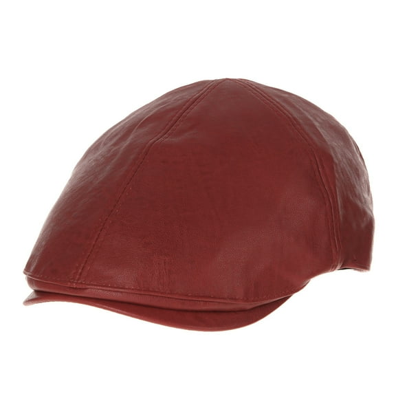 WITHMOONS Faux Leather Newsboy Hat Flat Cap SL3039 (Red)