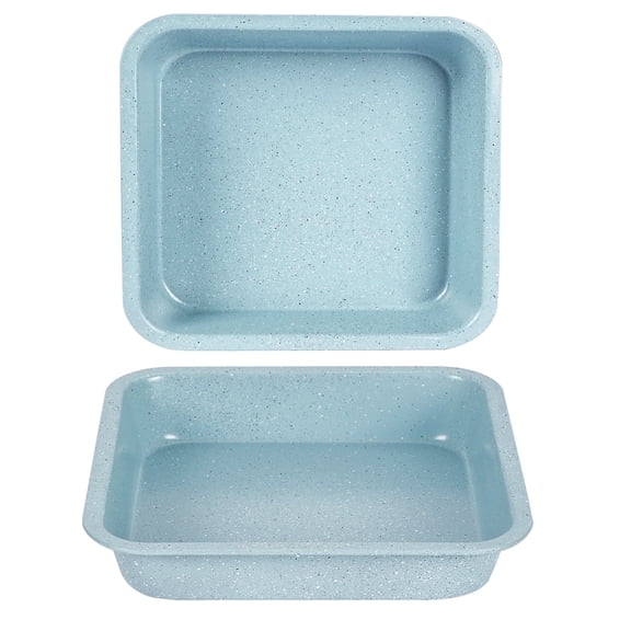 Donepart 8 x 8 Inch Square Baking Pan Set of 2, Nonstick Carbon Steel Pans for Brownies, Cakes and Lasagna, Blue