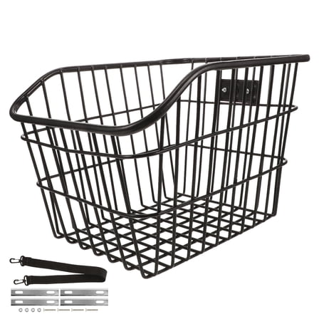 TABLZONE Rear Bike Basket Black Foldable High Carbon Steel Carrier for Adult and Commuting