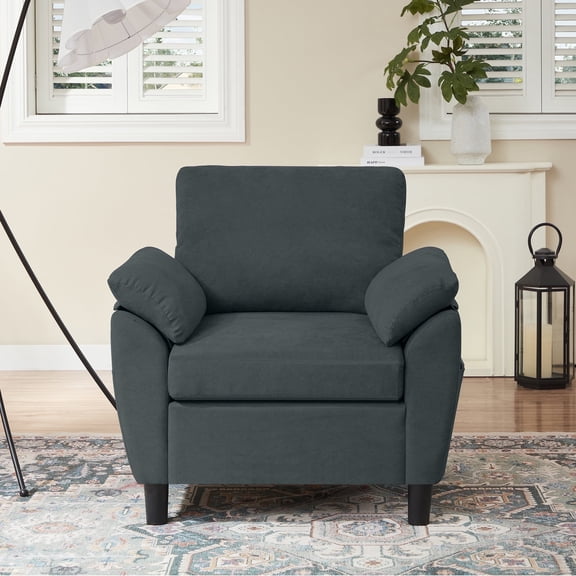 Soscana Accent Chair with Storage Side Pockets for Living Room Bedroom Apartment Office Studio, Single Chair Armchair,Dark Gray