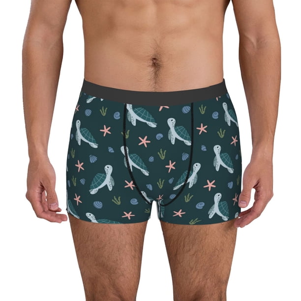Balery Cute Turtle Calzoncillos bóxer para hombre, ropa interior de algodón suave y transpirable con cinturilla de nailon-Small