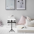 thumbnail image 3 of HOOWIFFY Adjustable Projector Tripod Stand Metal Laptop Tray with Utility Shelf Holder for Phones Black, 3 of 7