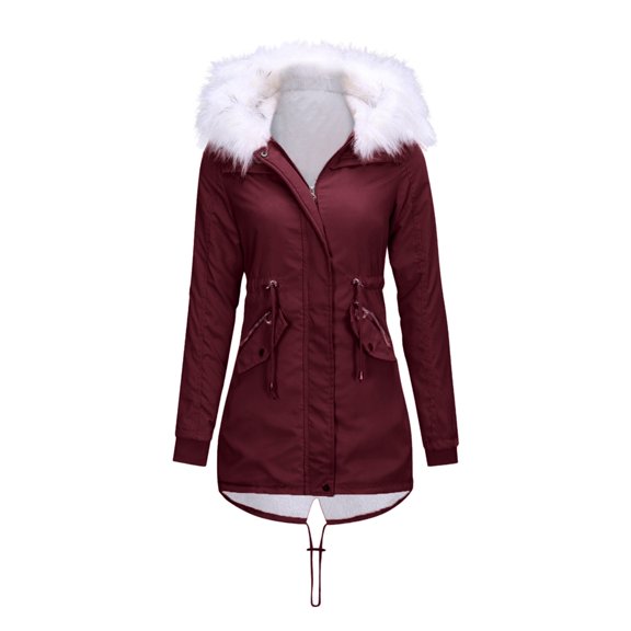 Turilly Womens Jackets Ladies Clearance, Women's Warm Long Coat Hoodies Collar Jacket Slim Winter Parkas Outwear Coats