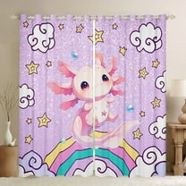 Erosebridal Cartoon Animal Axolotl Curtains for Living Room,Rainbow Stars Print Blackout Curtains Set of 2(42x63),Glitter Print Curtains and Drapes(42x63),Super Cozy Room Decorative