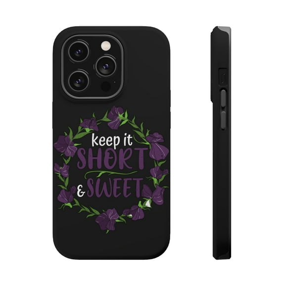 DistinctInk Tough Case for Apple iPhone 15 PRO (6.1" Screen), Compatible with MagSafe Charging - Keep Short And Sweet
